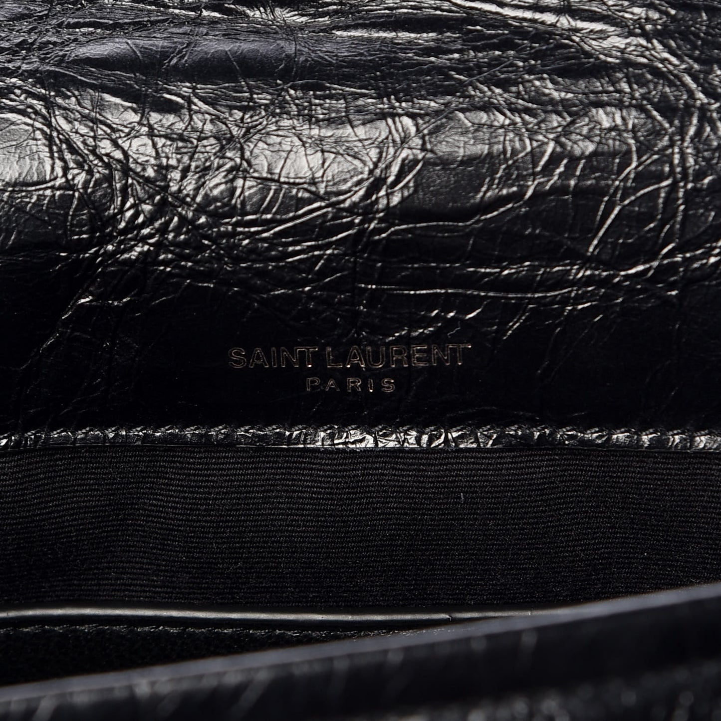 Crinkled Calfskin Matelasse Monogram Baby Niki Chain Satchel Black