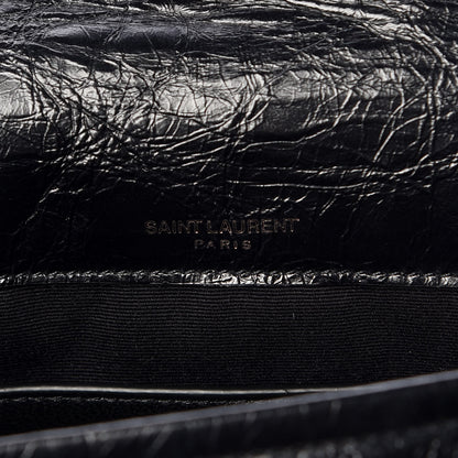 Saint Laurent Crinkled Calfskin Matelasse Monogram Baby Niki Chain Satchel Black 8 of 10