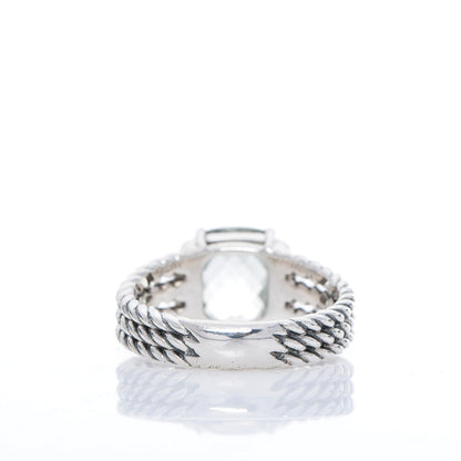 David Yurman Sterling Silver Diamond Prasiolite 10mm Petite Wheaton Ring 57 8 4 of 5
