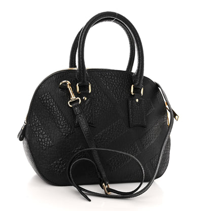 Burberry Heritage Grain Check Embossed Small Orchard Bowling Bag Black 3 of 9