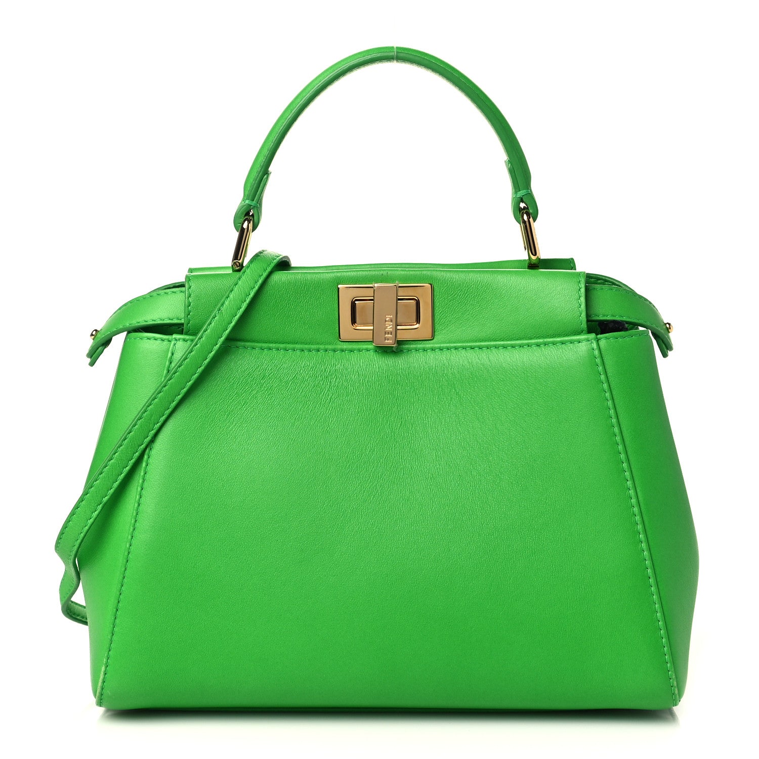 Fendi Nappa Mini Peekaboo Iconic Satchel Tomatillo 1 of 6