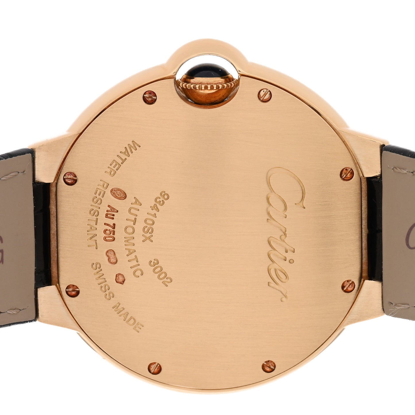 18K Yellow Gold Alligator 36mm Ballon Bleu De Cartier Automatic Watch