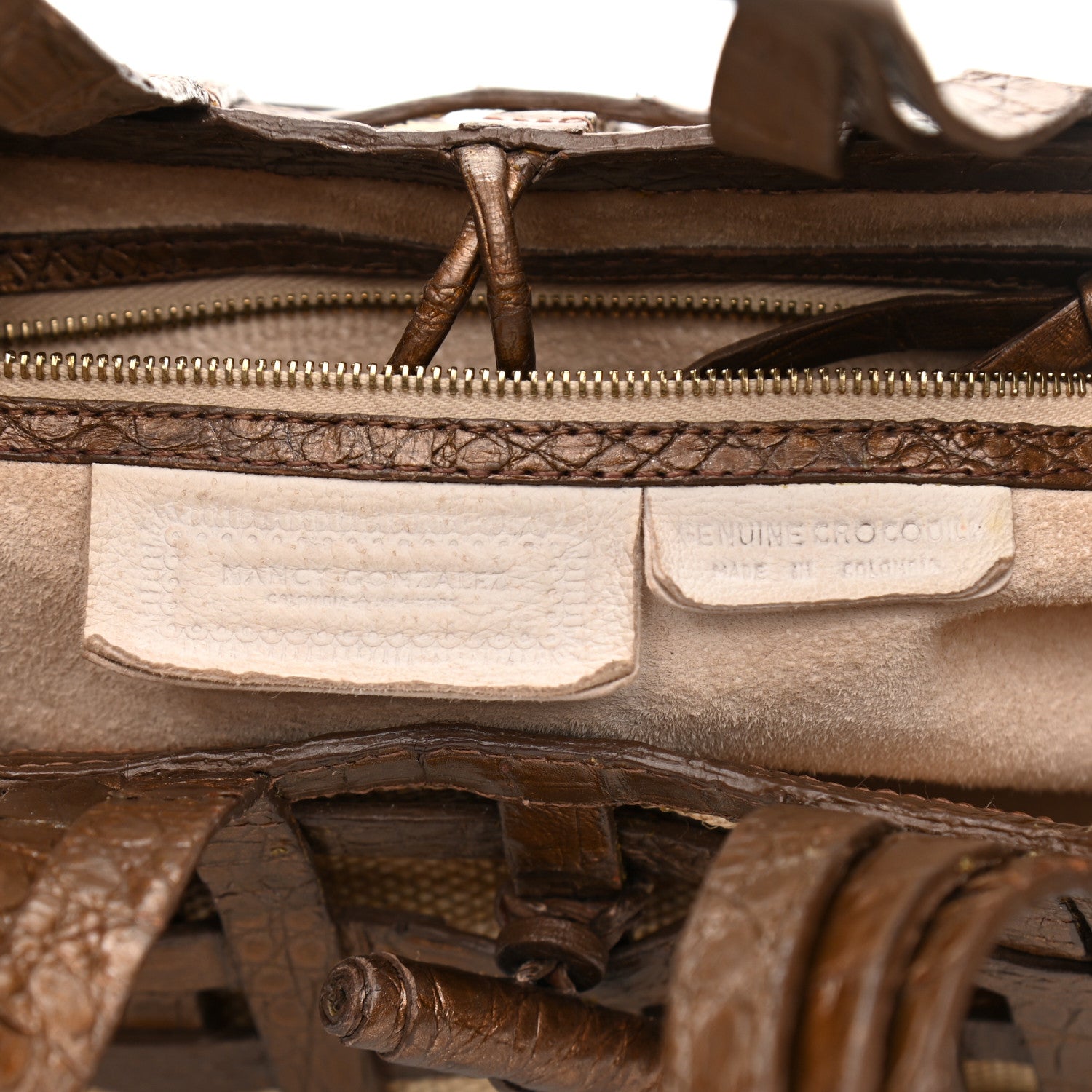 Nancy Gonzalez Crocodile Woven Tote Chocolate 6 of 12