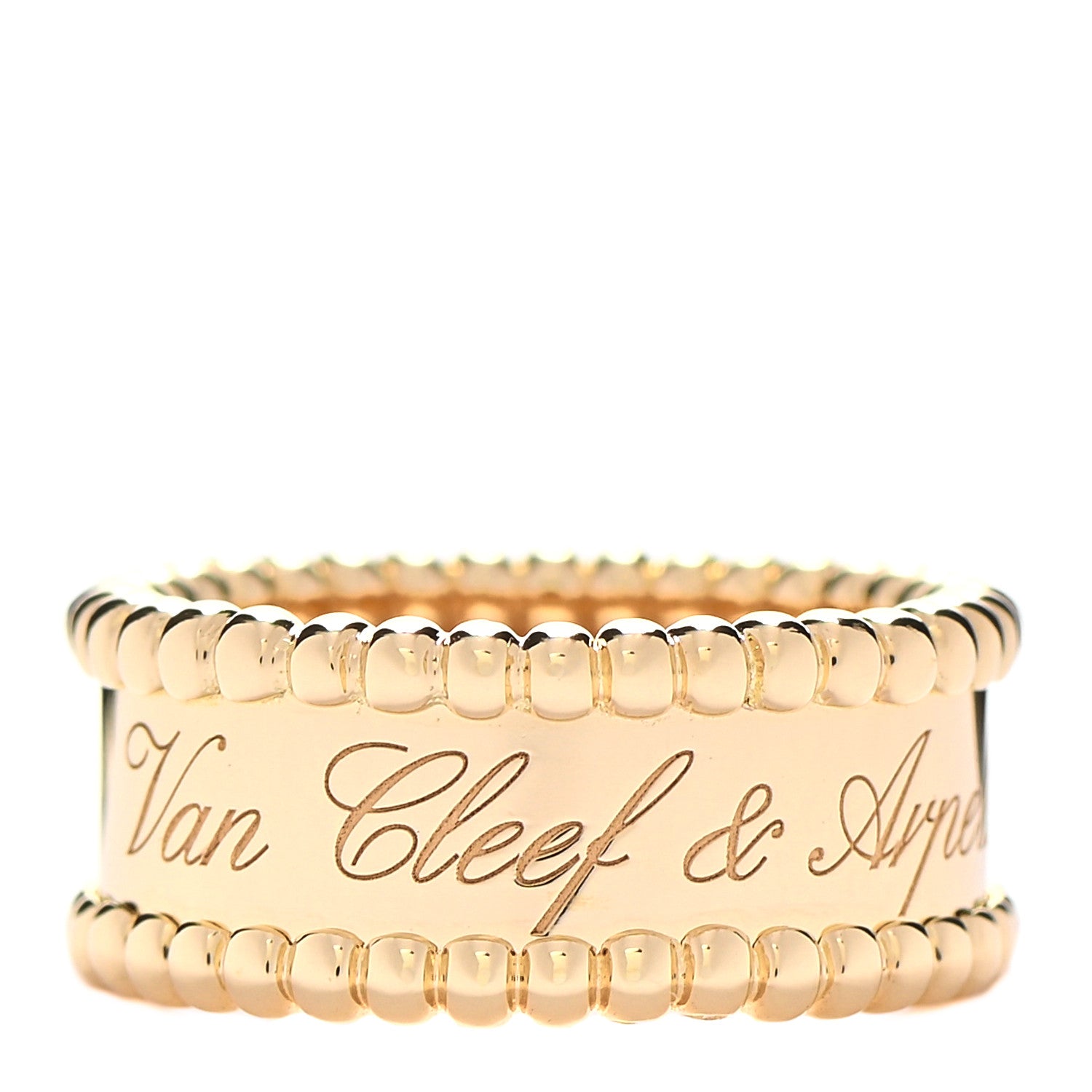 Van Cleef & Arpels 18K Yellow Gold Perlee Signature Ring 46 3.75 1 of 6