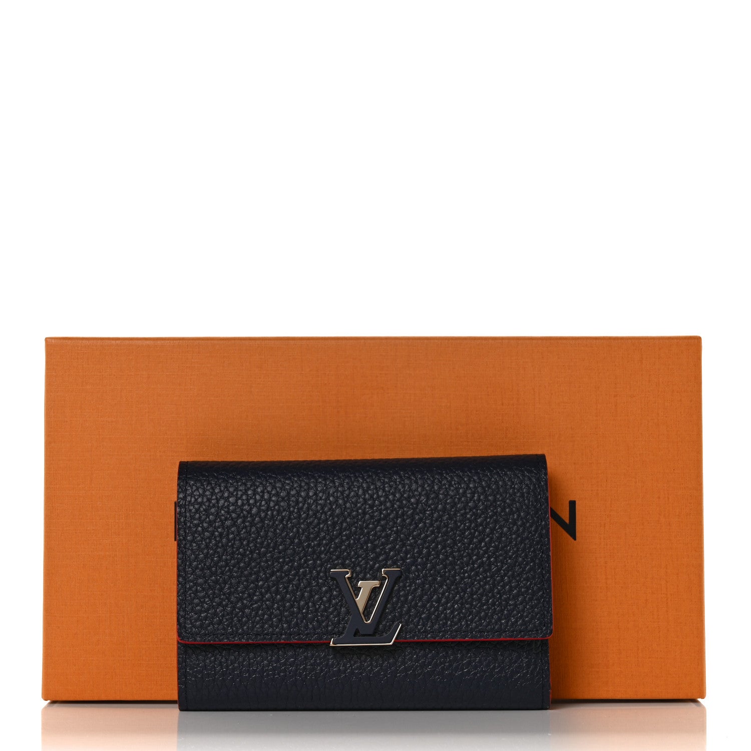 Louis Vuitton Taurillon Capucines Compact Wallet Marine Rouge 9 of 9