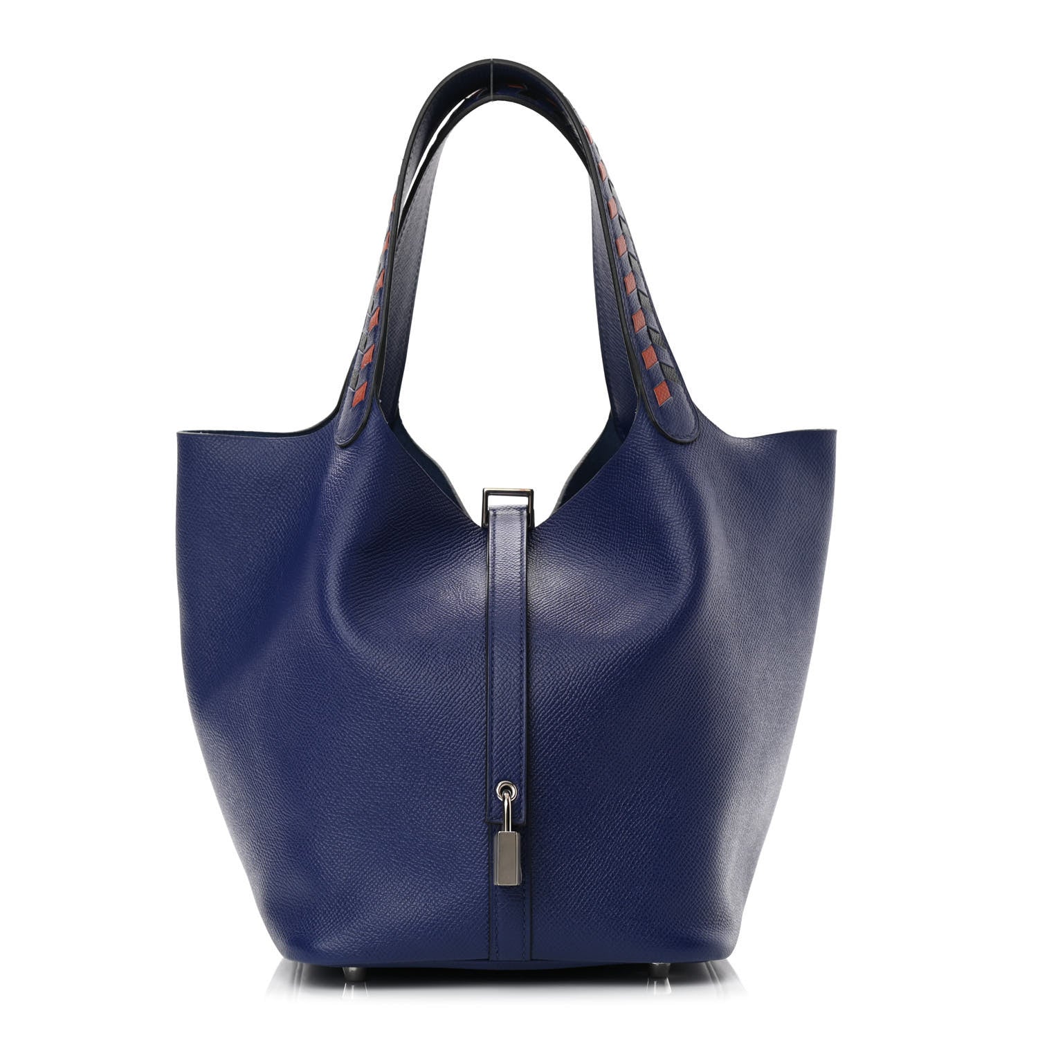 Hermes Epsom Tressage De Cuir Picotin Lock 22 MM Bleu Encre Brique Black 1 of 12