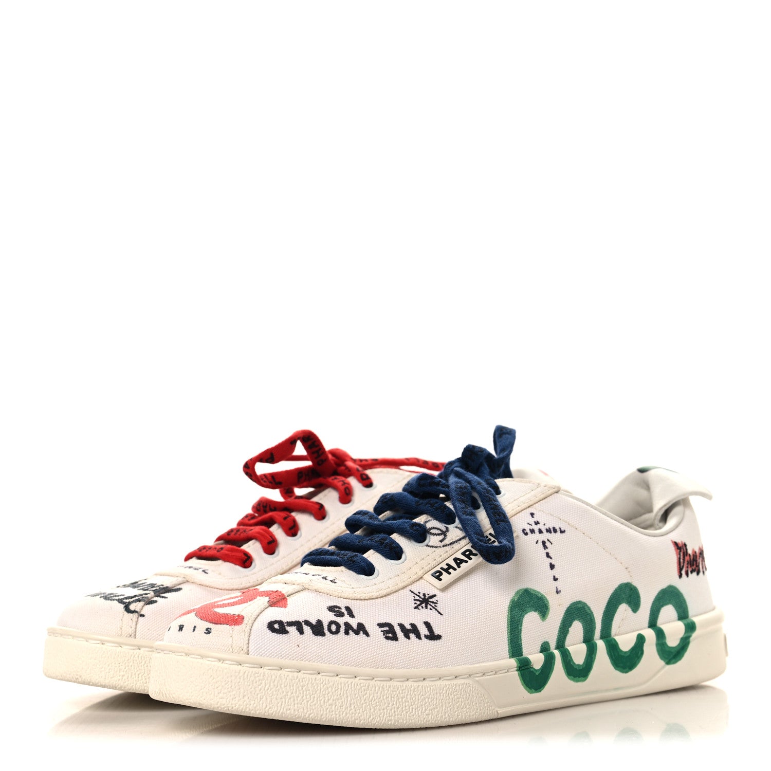 Chanel x Pharrell Williams Canvas Womens Sneakers 38 White Multicolor 4 of 8