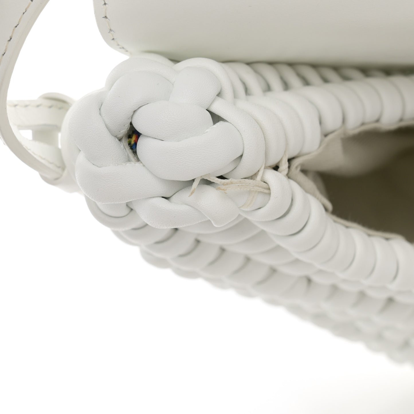 Calfskin Woven T-Twist Crossbody White