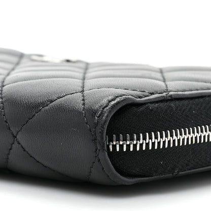 Chanel Lambskin Quilted Large Gusset Zip Around Wallet Black 11 of 18