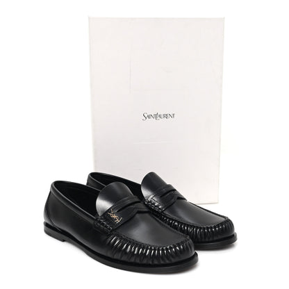 Saint Laurent Calfskin Womens Laurent Penny Loafers 37.5 Black 10 of 10