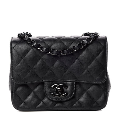 Chanel Crumpled Calfskin Quilted Mini Square Flap So Black 1 of 10
