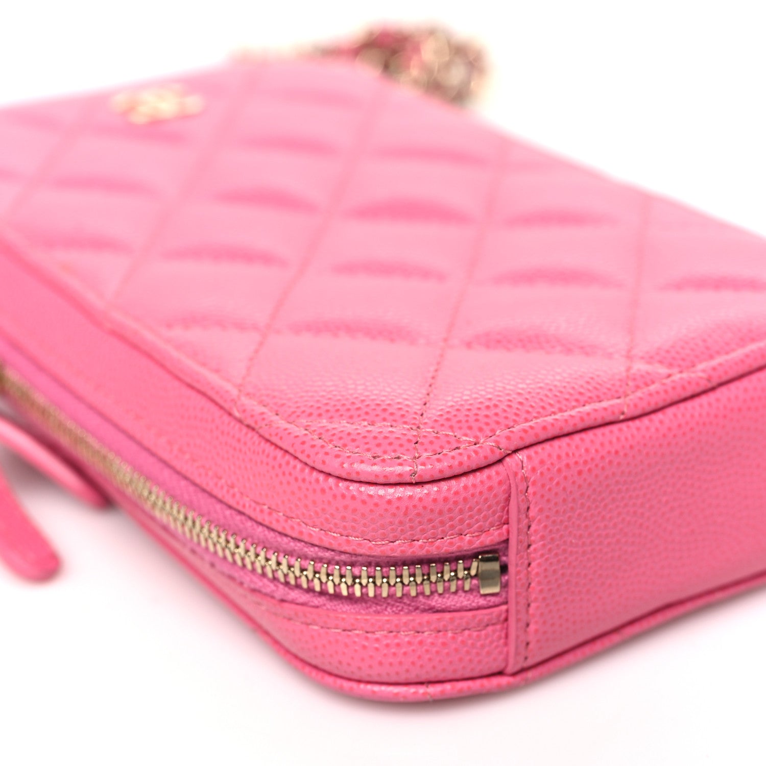 Chanel Caviar Quilted Phone Holder Wallet On Chain WOC Pink 9 of 11