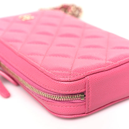 Chanel Caviar Quilted Phone Holder Wallet On Chain WOC Pink 9 of 11