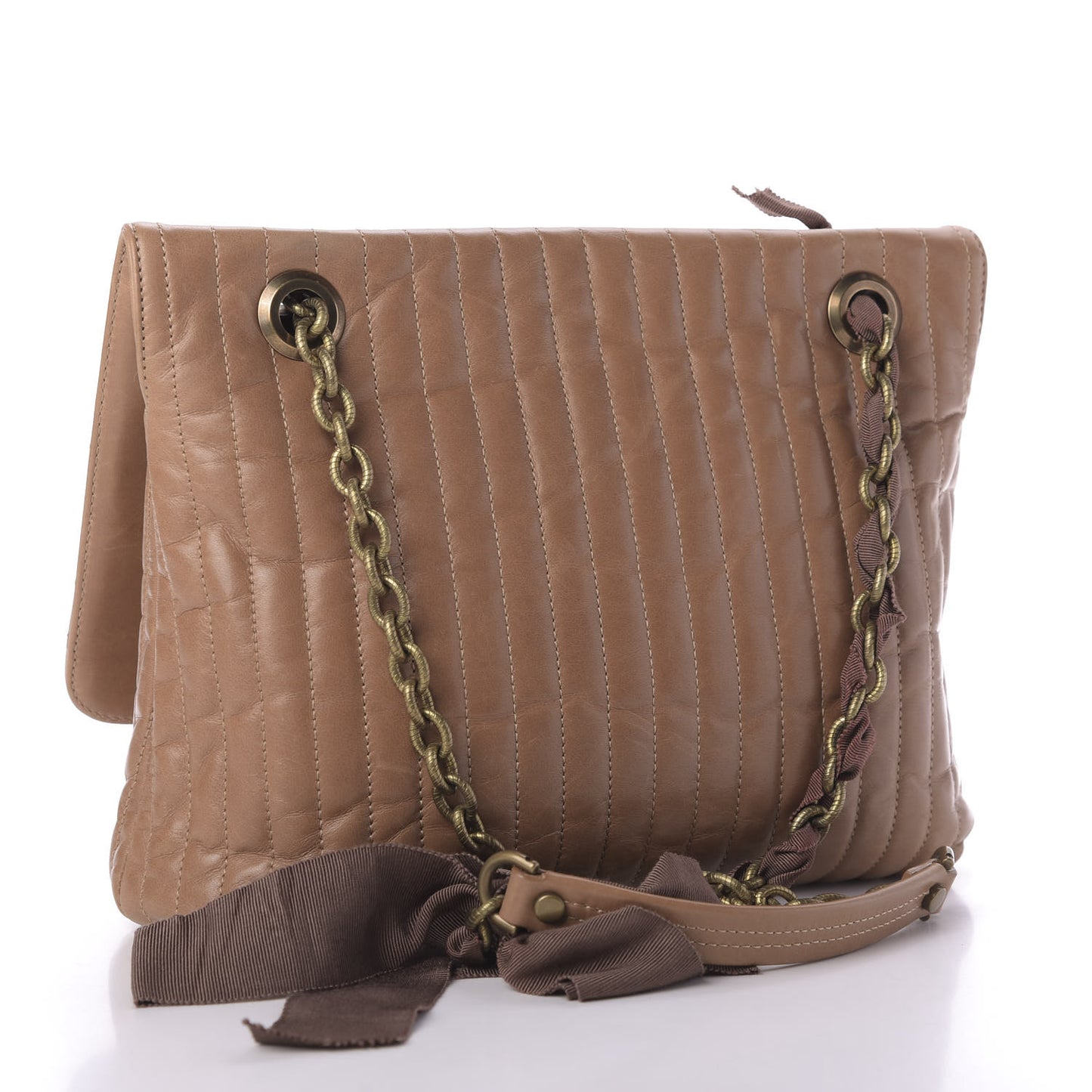 Calfskin Quilted Medium Happy Shoulder Bag Brown