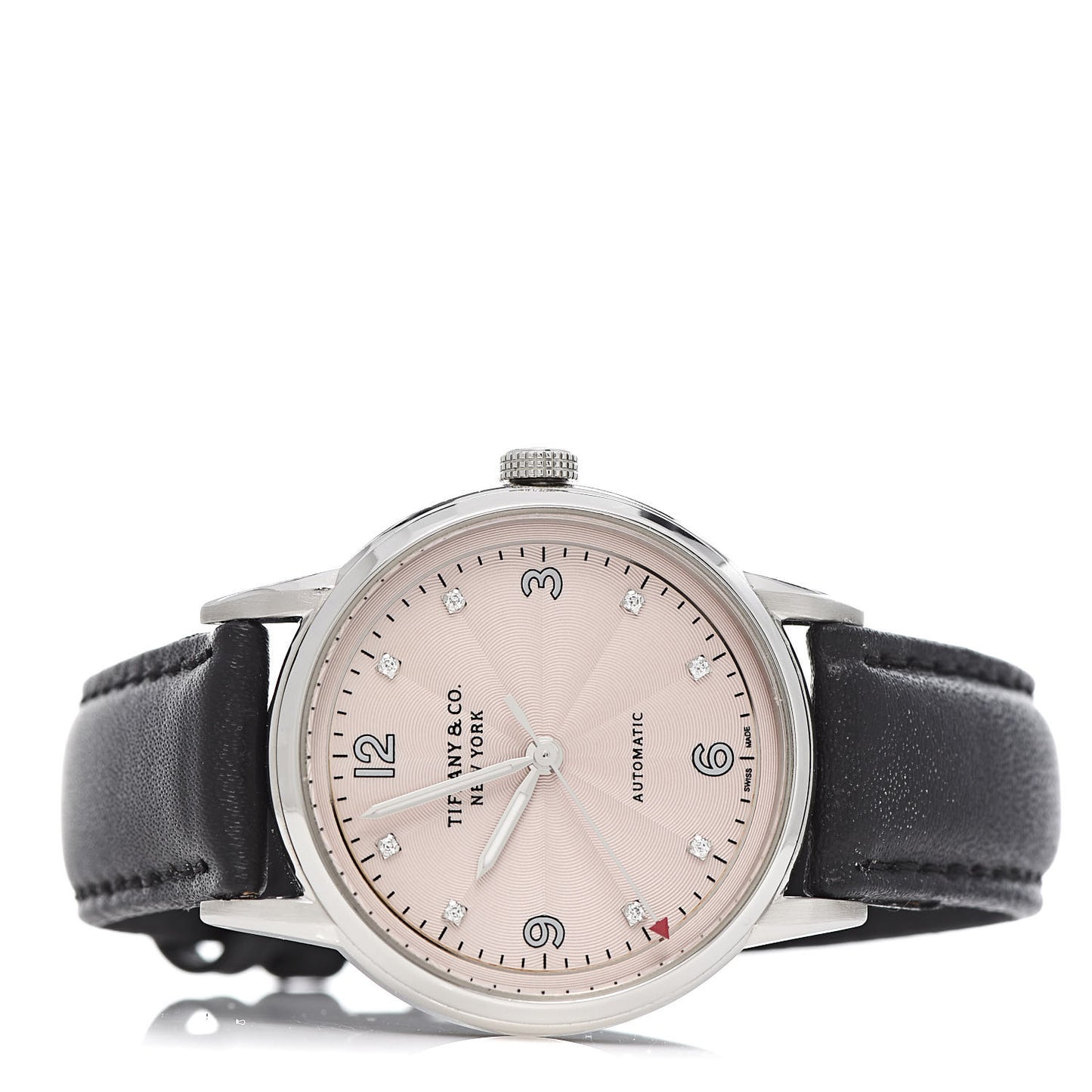 Stainless Steel Calfskin Diamond 34mm CT60 3-Hand Automatic Watch Pink
