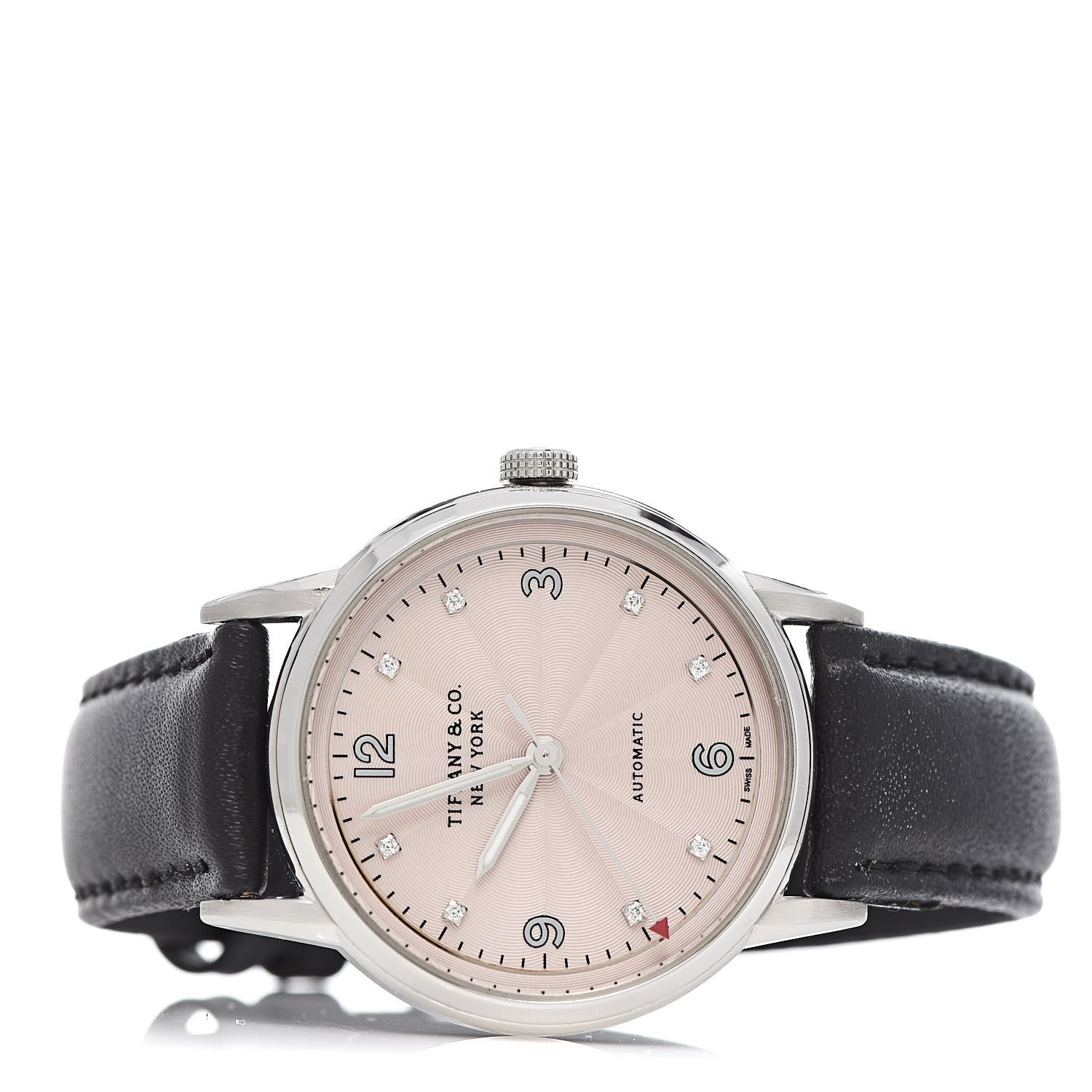 Tiffany Stainless Steel Calfskin Diamond 34mm CT60 3-Hand Automatic Watch Pink 3 of 6
