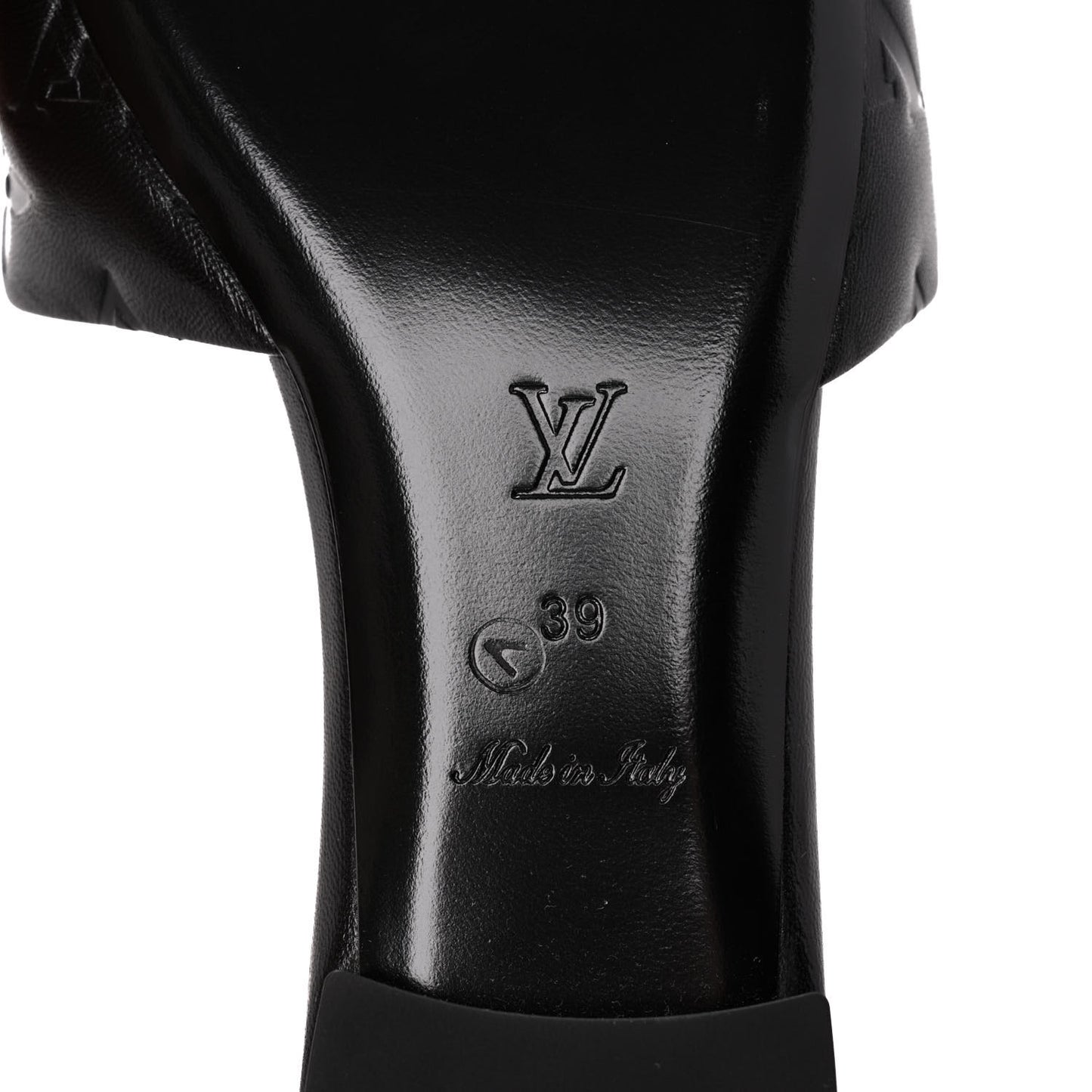 Lambskin Embossed Monogram Revival Flat Mules 39 Black