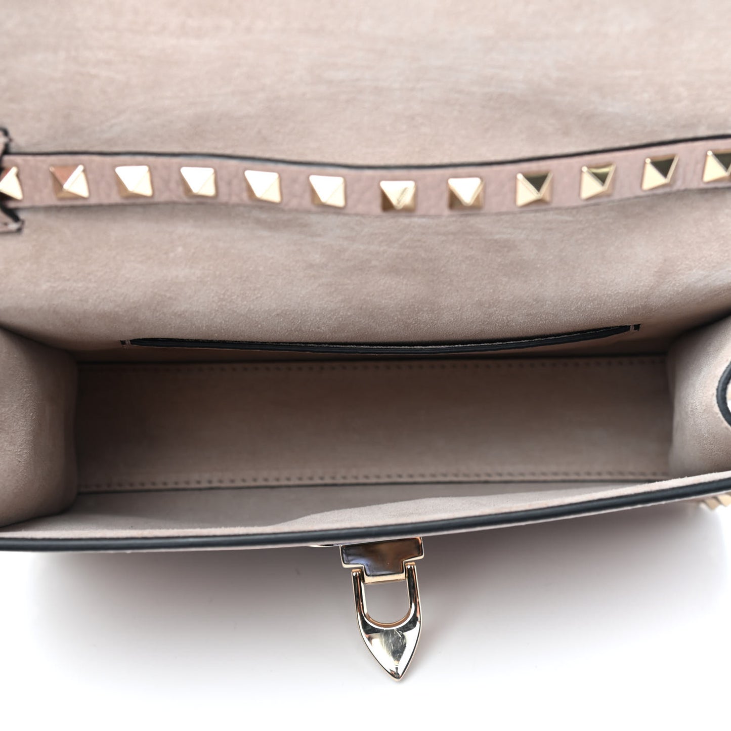 Pebbled Calfskin Medium Rockstud Flip Lock Crossbody Bag Poudre
