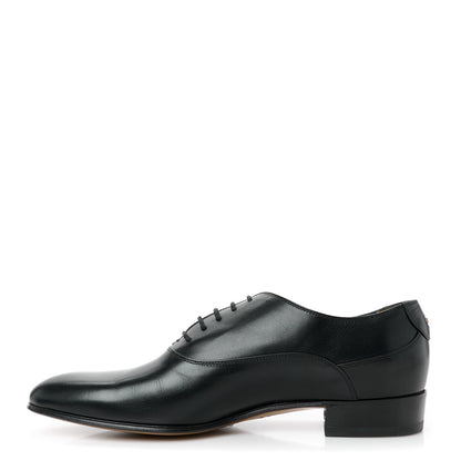 Gucci New Waxed Calfskin Mens Oxfords 8.5 Black 1 of 10