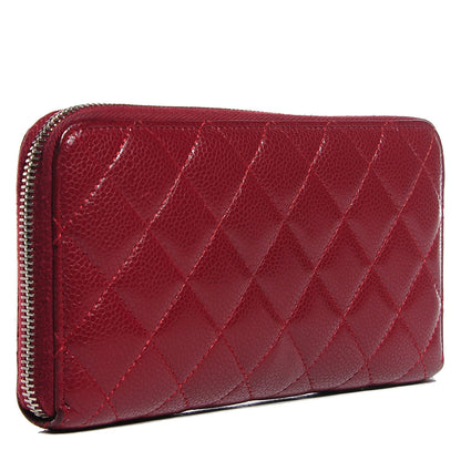 Chanel Caviar Quilted Large Gusset Zip Around Wallet Dark Red 3 of 9