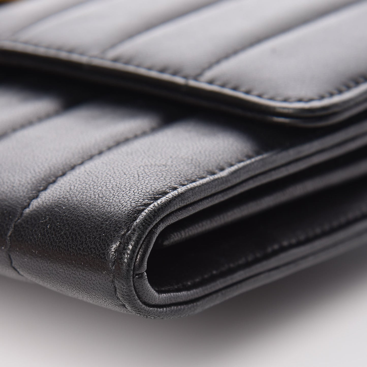 Lambskin Matelasse Monogram Vicky Chain Wallet Black