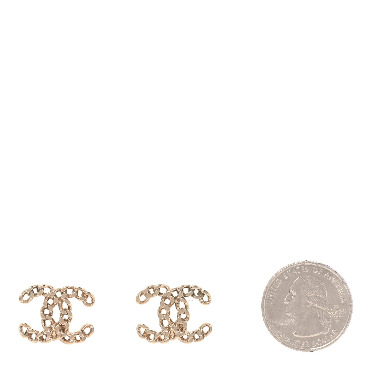 Chanel Metal Chain Link CC Earrings Gold 2 of 5
