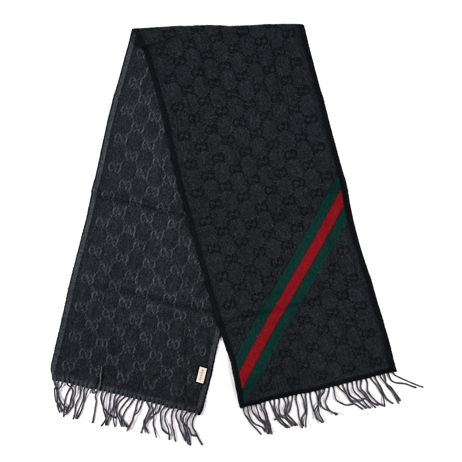 Gucci Wool Alpaca Monogram Web New Nikky Scarf Grey 2 of 4