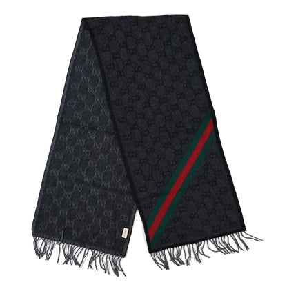 Gucci Wool Alpaca Monogram Web New Nikky Scarf Grey 2 of 4