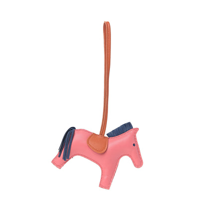 Hermes Milo Lambskin Grigri Rodeo Horse Bag Charm MM Rose Azalee Cornaline Bleu De Malte 2 of 4