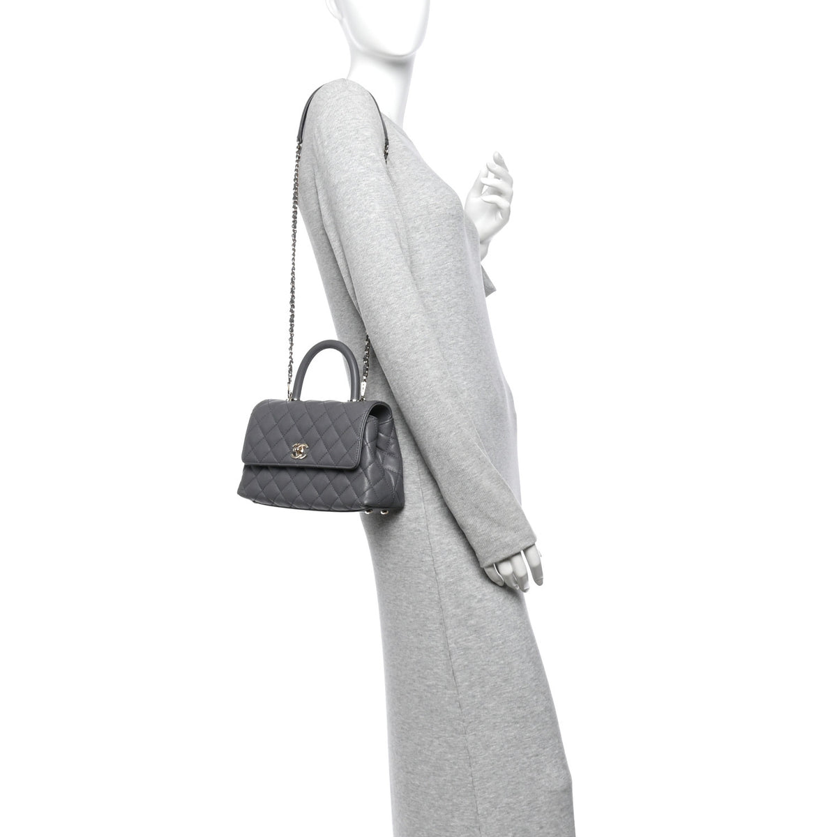 Chanel Caviar Quilted Mini Coco Handle Flap Grey 2 of 10