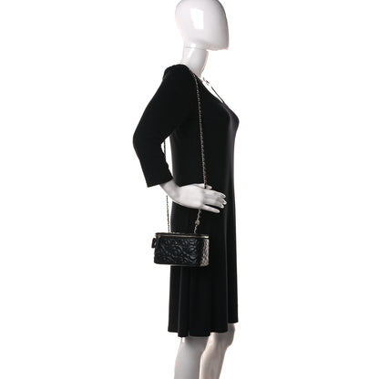 Chanel Lambskin Camellia Embossed Small Vanity Case With Chain Black 2 of 13