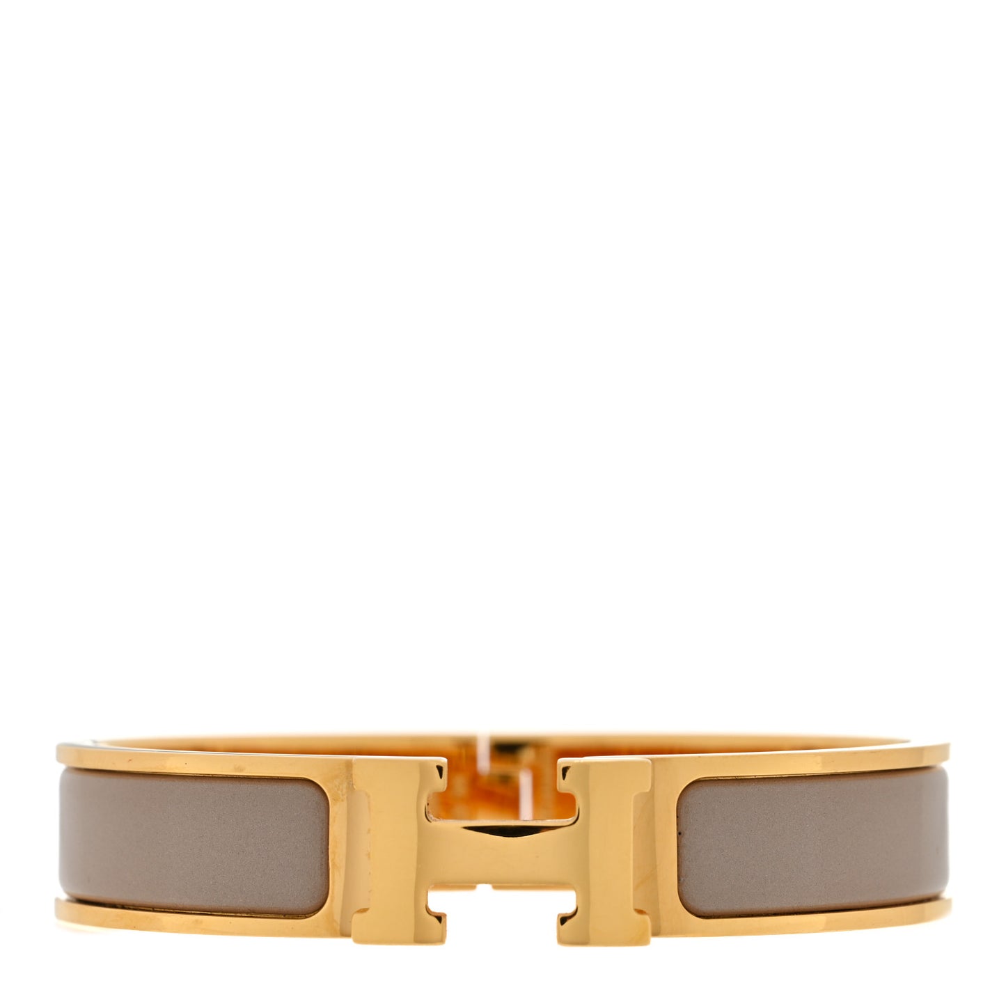 Enamel Narrow Clic Clac H Bracelet PM Marron Glace