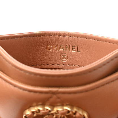 Chanel Lambskin Quilted Chanel 19 Card Holder Brown 7 of 9