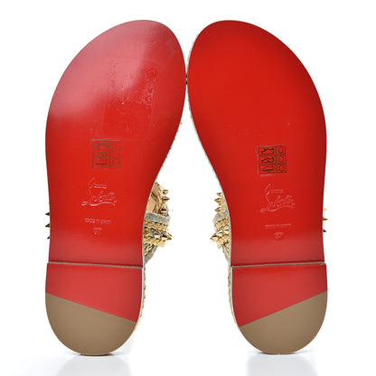 Christian Louboutin Calfskin Braided Normandie Flat Slide Sandals 37 Gold 5 of 8