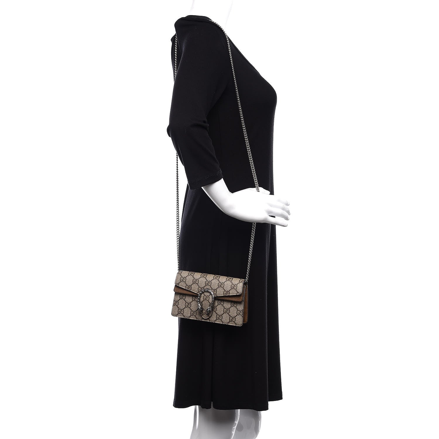 Gucci GG Supreme Monogram Super Mini Dionysus Shoulder Bag Taupe 2 of 12