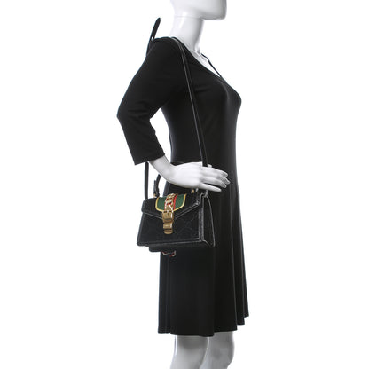 Gucci Velvet GG Monogram Mini Sylvie Top Handle Bag Black 2 of 10