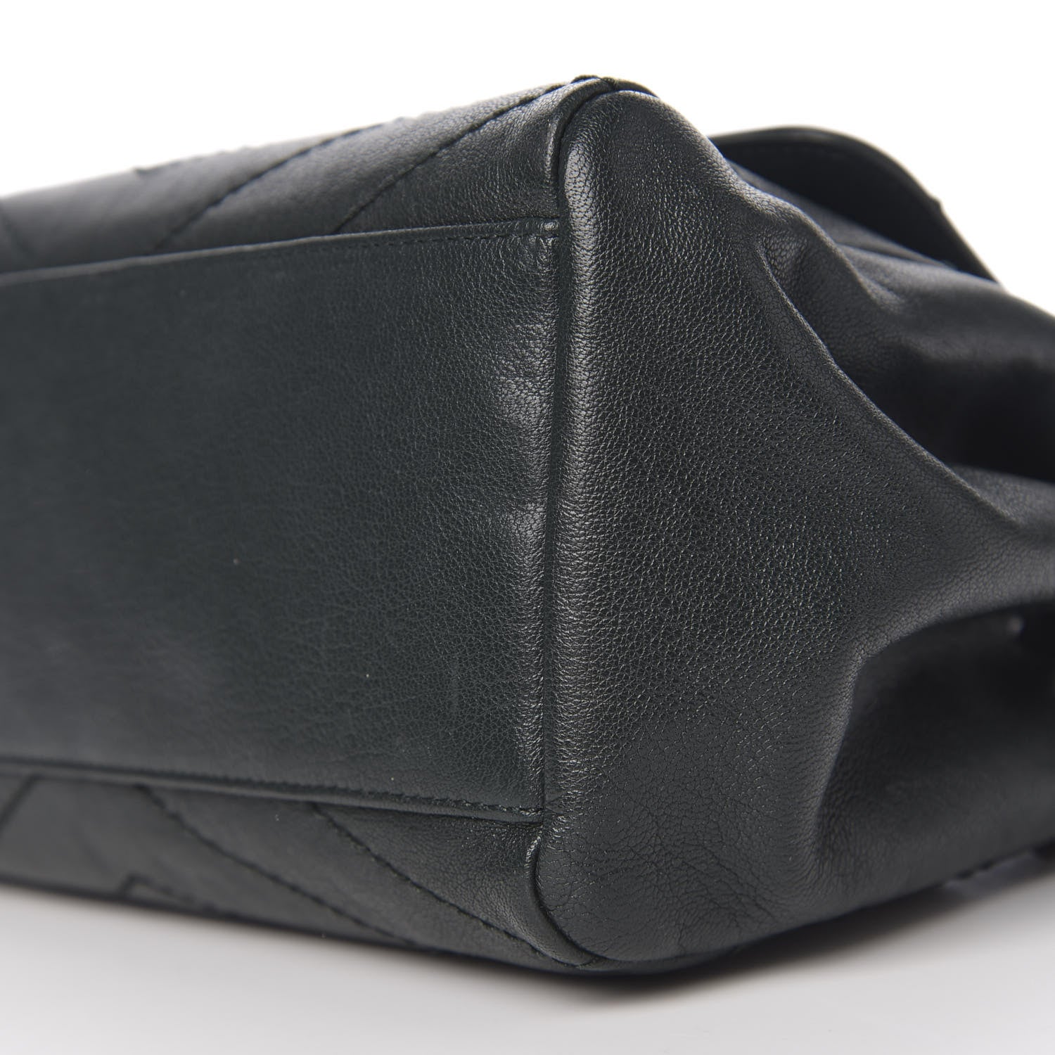 Saint Laurent Vintage Lambskin Chevron Monogram Small Nolita Dark Green 8 of 9