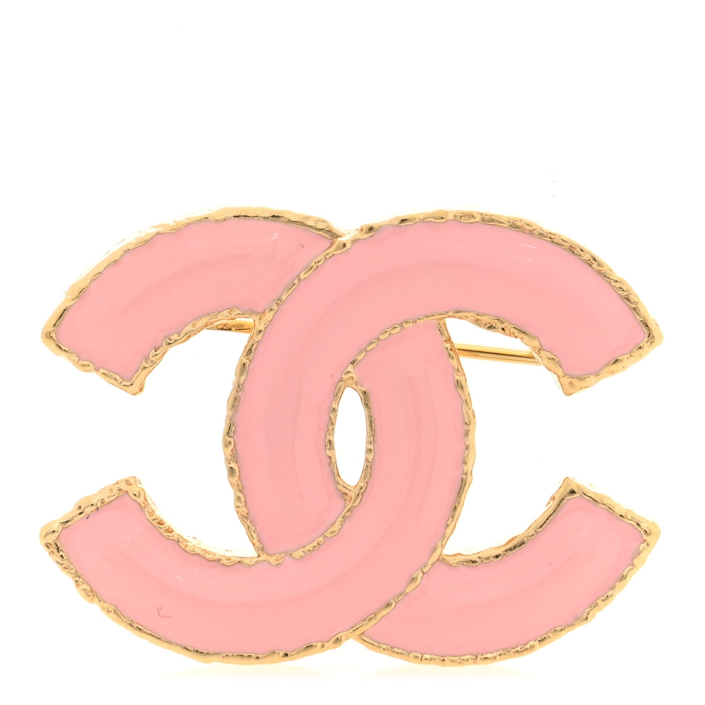 Metal Enamel CC Brooch Gold Pink