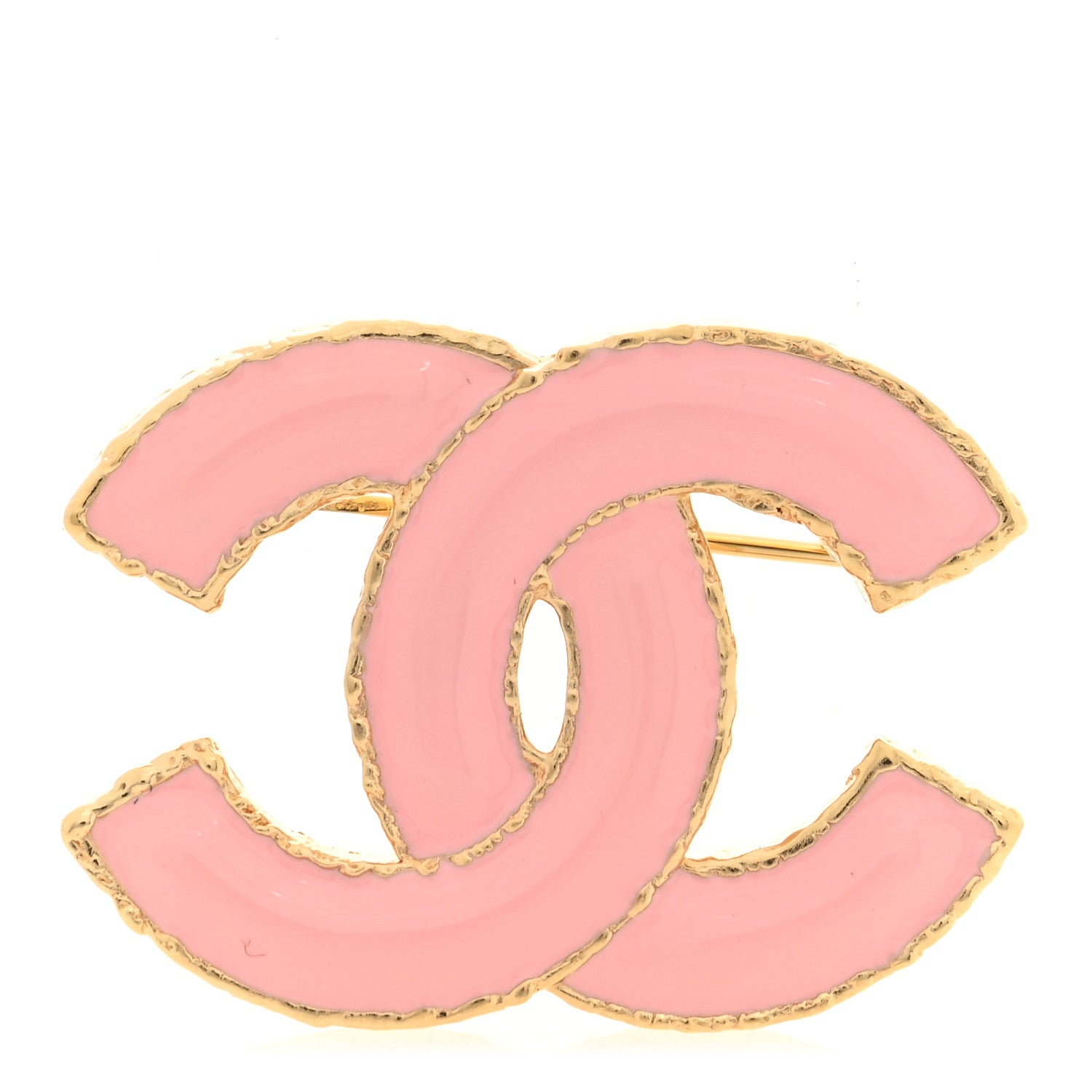 Chanel Metal Enamel CC Brooch Gold Pink 1 of 4