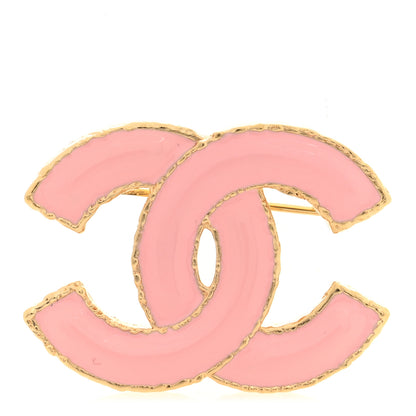 Chanel Metal Enamel CC Brooch Gold Pink 1 of 4