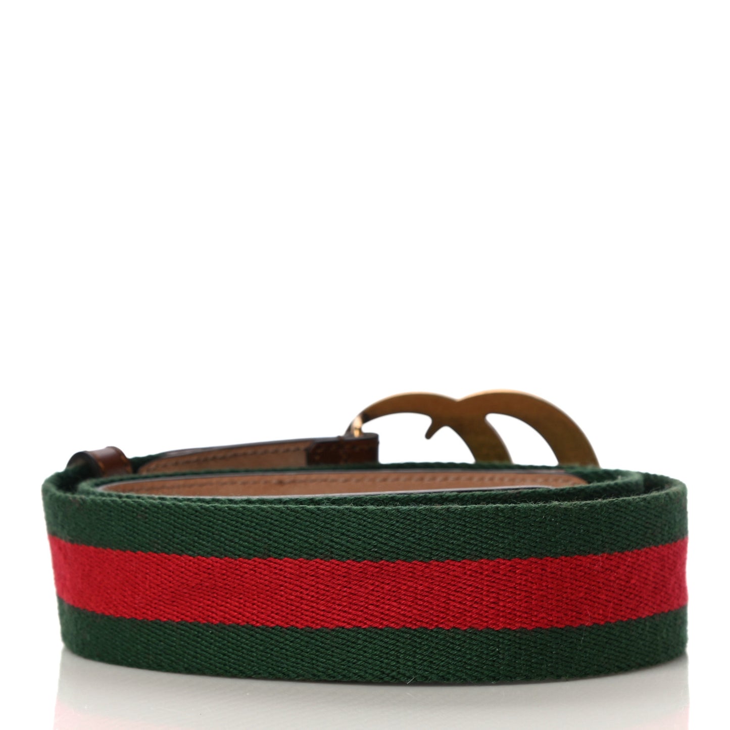 Nylon Calfskin Double G Web 40mm Belt 90 36 Green Red Cuir