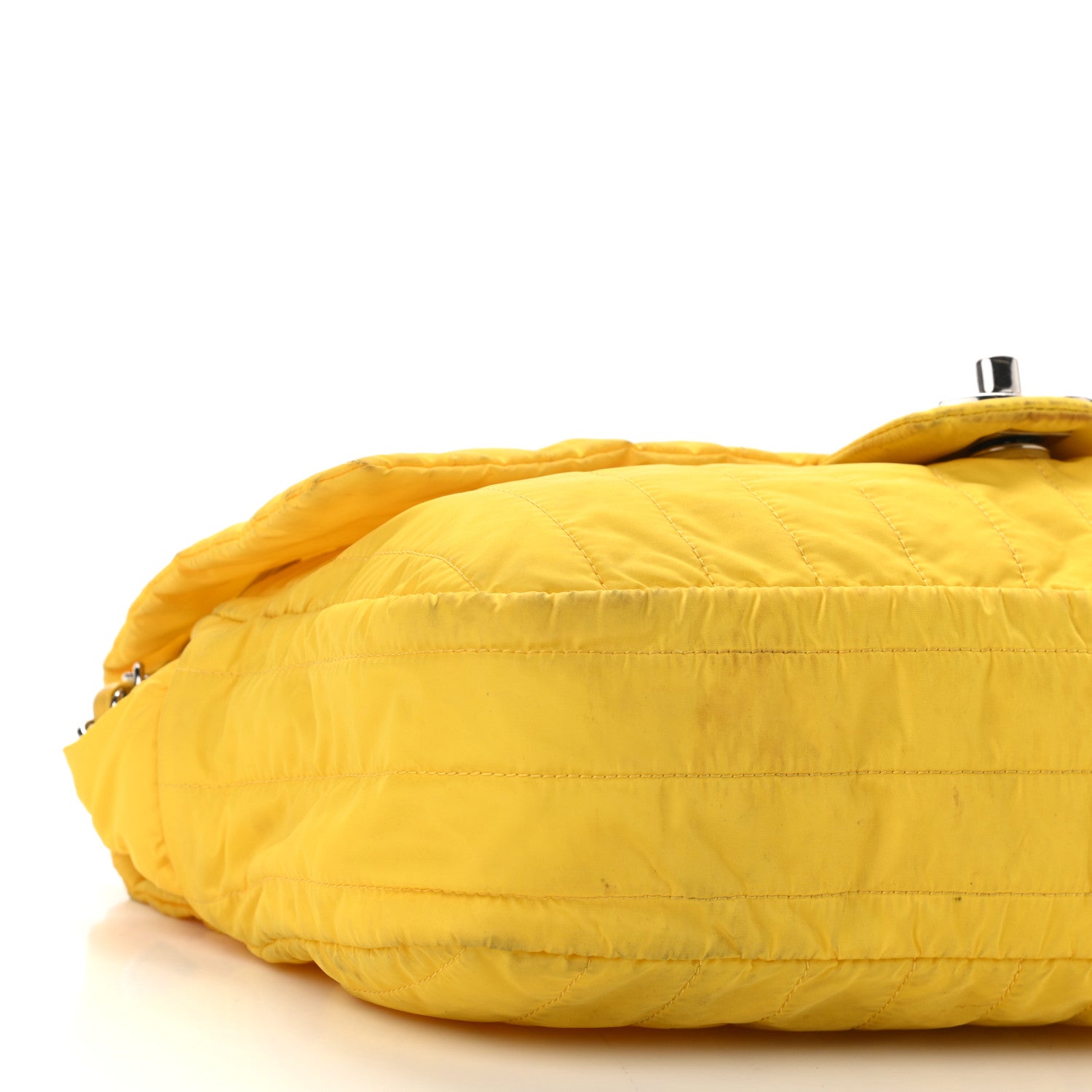 Chanel Nylon Vertical Quilted Jumbo Flap Yellow 10 of 16