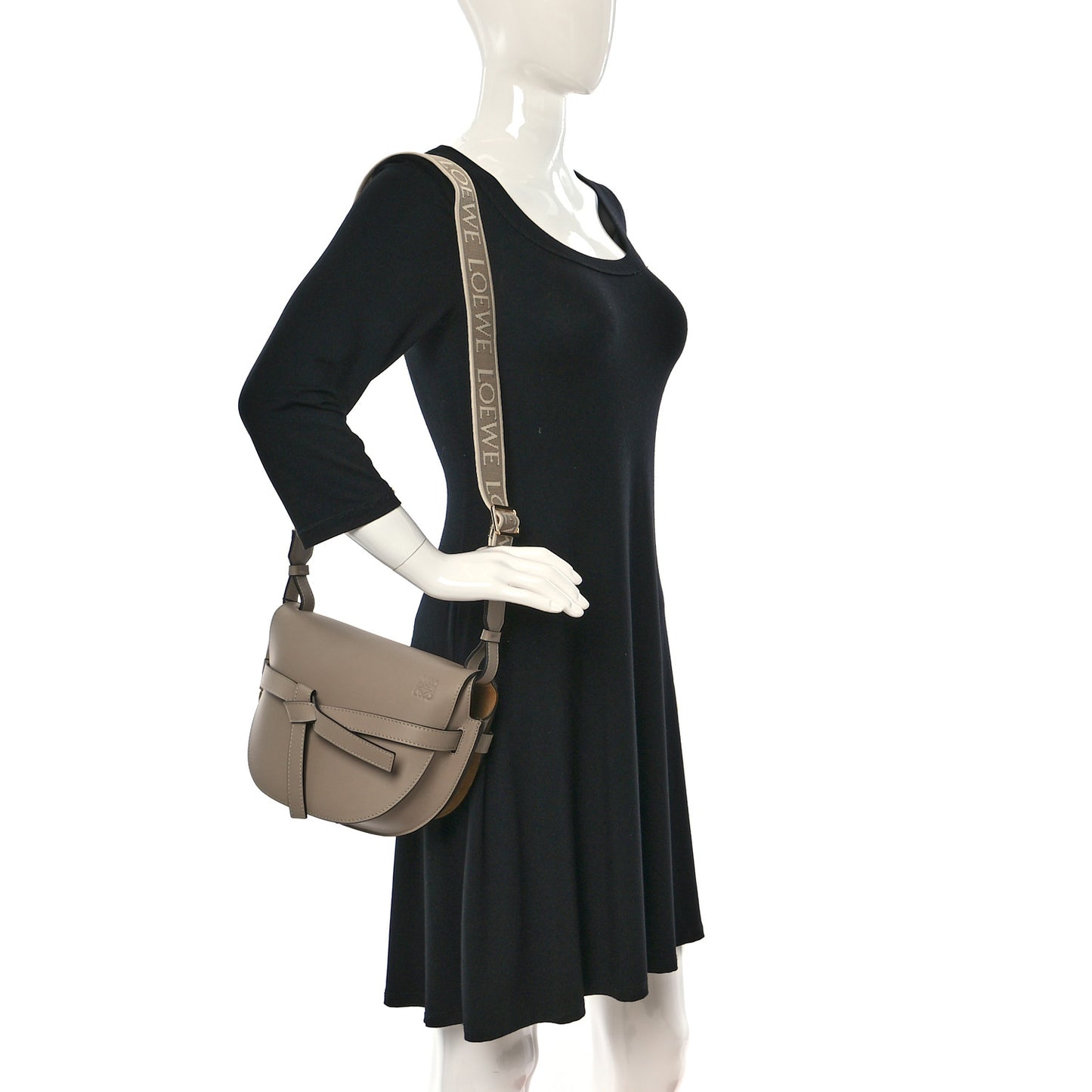 Soft Calfskin Jacquard Small Gate Crossbody Bag Sand