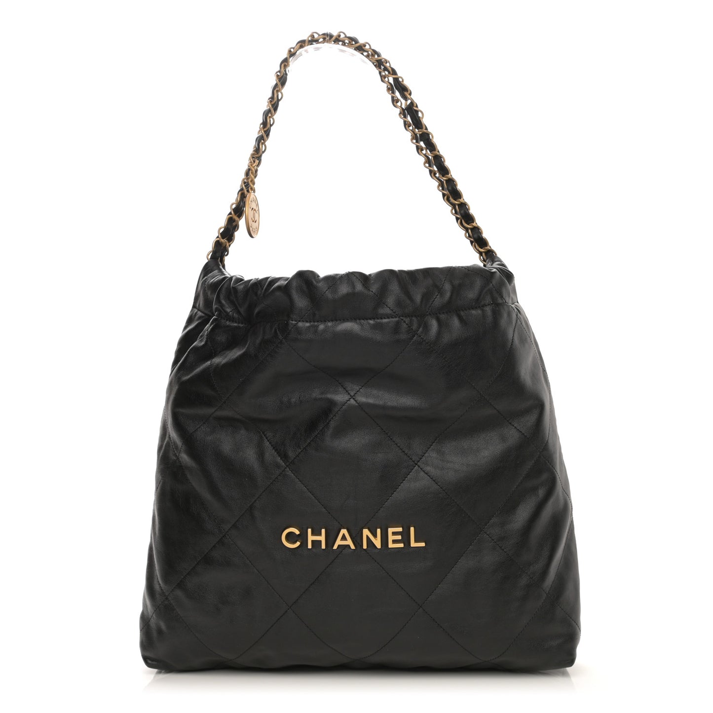 Shiny Calfskin Quilted Chanel 22 Black