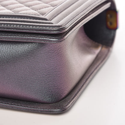 Chanel Iridescent Goatskin Quilted New Medium Boy Flap Purple 9 of 10