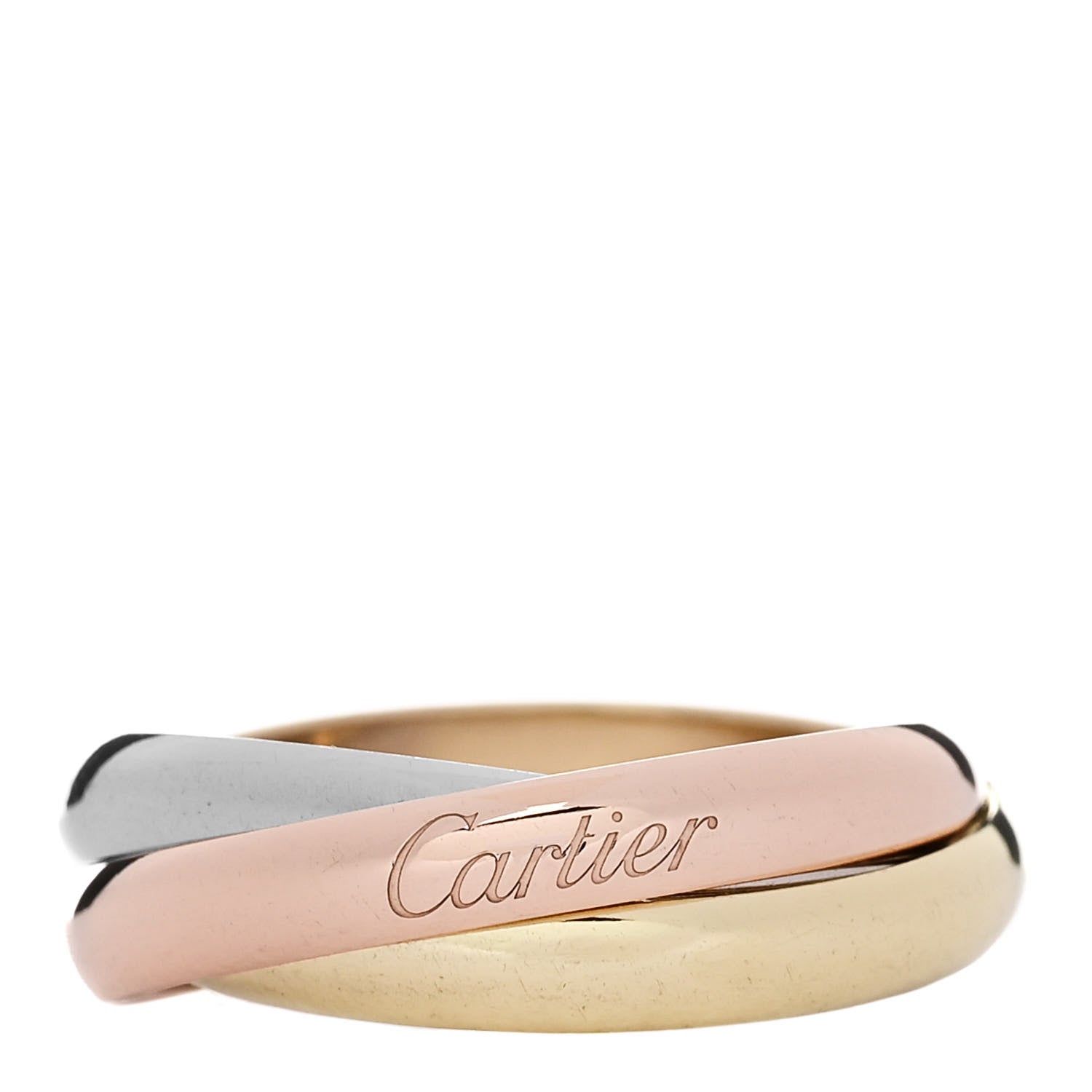 Cartier 18K Pink Yellow White Gold Small Trinity Ring 53 6.25 1 of 5