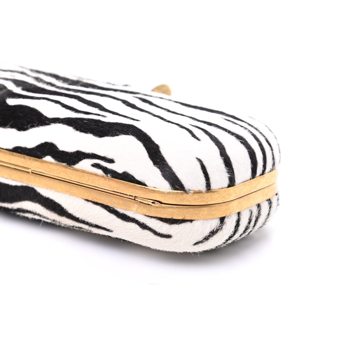 Calf Hair Zebra Print Knuckle Box Clutch