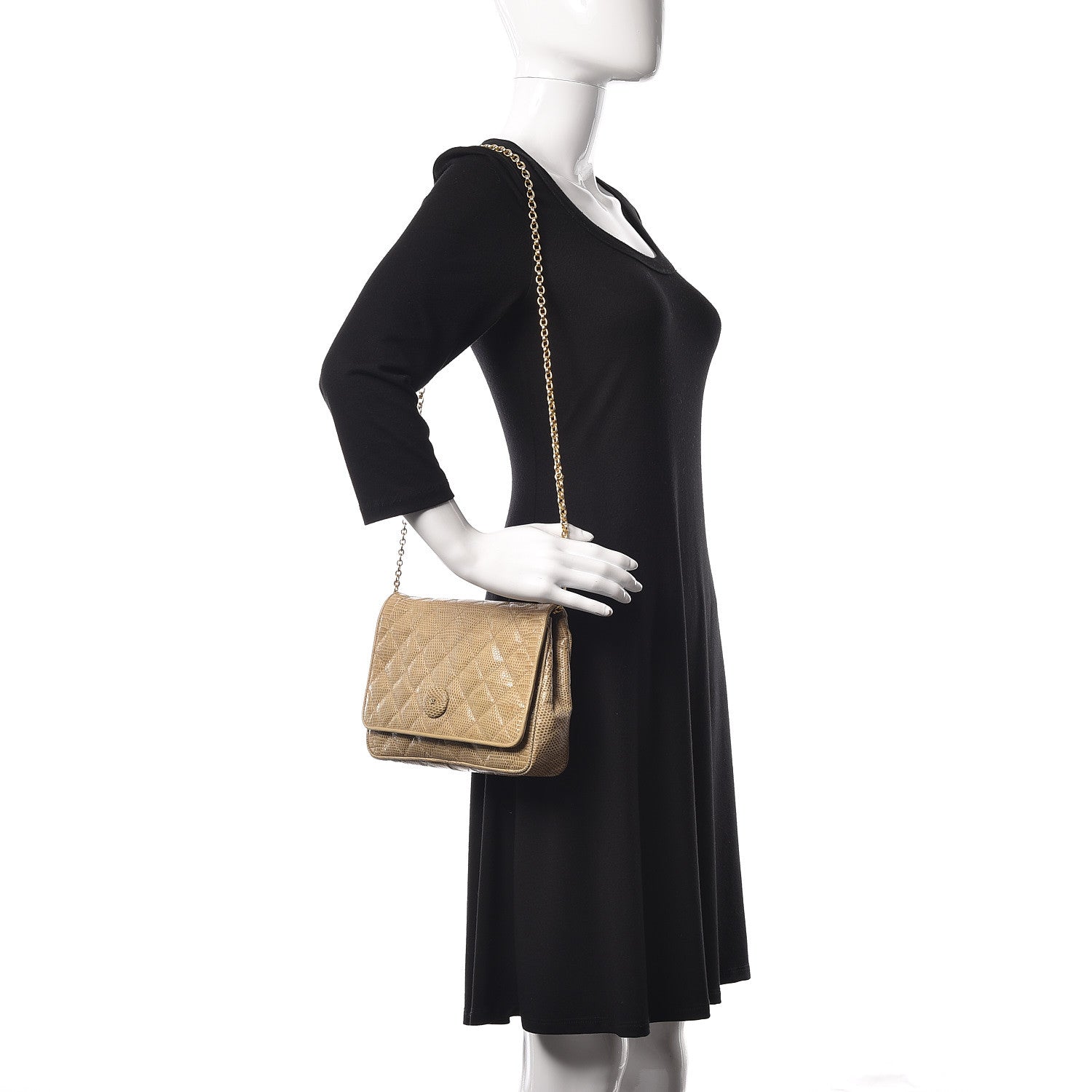 Chanel Lizard Small Square Flap Beige 2 of 25