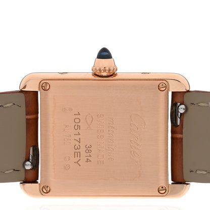 Cartier 18K Pink Gold Alligator 22mm Tank Louis Manual Winding Watch Brown 4 of 5