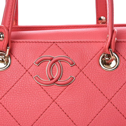 Chanel Bullskin Stitched Small Shopping Tote Pink 10 of 11